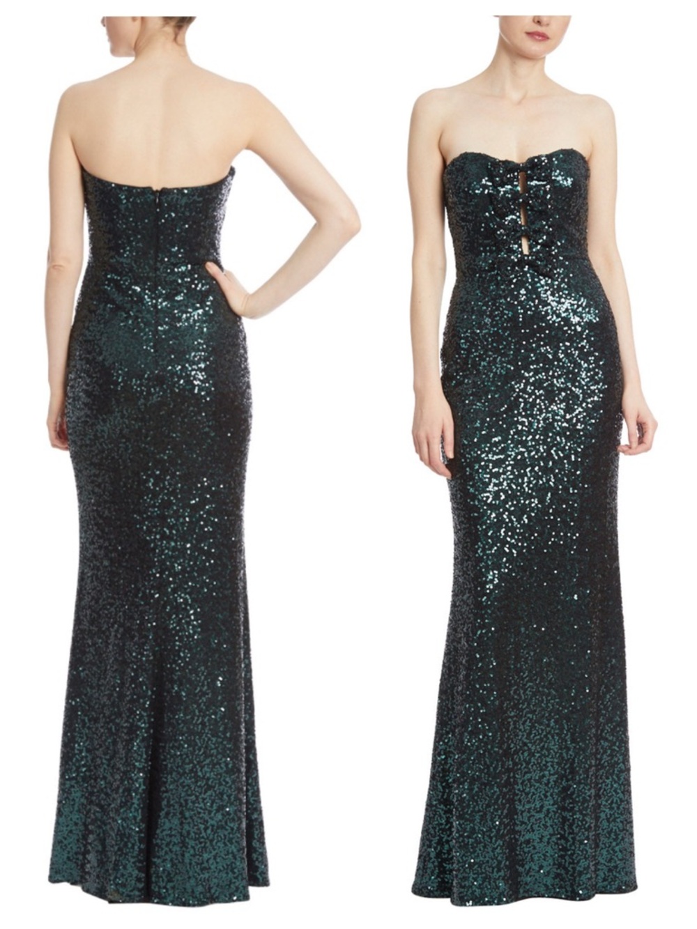 BADGLEY MISCHKA Strapless Bow Front Sequin Mermaid Gown - Picture 3 of 4